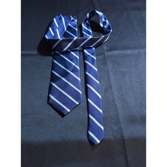 Vintage Jos A Bank Classic Men's Striped Silk Tie Navy Blue - Picture 10 of 12